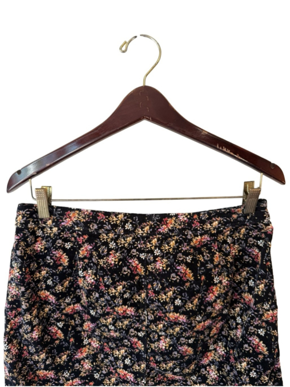 Mossimo Supply Co. Black Floral Mini Skirt with Pink & Rust Blooms Size 8 - Picture 12 of 13